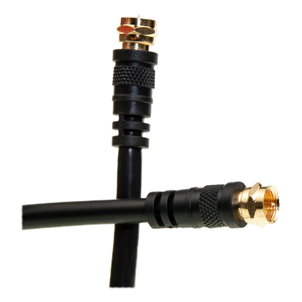 3FT F-pin RG6 Coaxial Cable, Black, F-pin Male, UL rated 10X4-01103