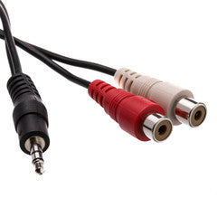 3.5mm Stereo to Female RCA Cable, 1 Male 3.5mm, 2 Female RCA, 6 foot