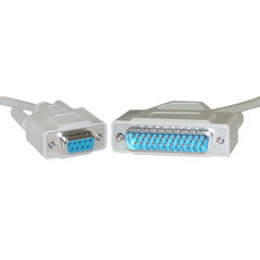 Serial Cable, DB9 Female to DB25 Male, UL rated, 9 Conductor, 1 foot