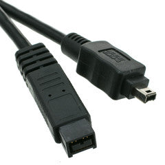 Firewire 400 9 Pin to 4 Pin cable, Black, IEEE-1394a, 10 foot