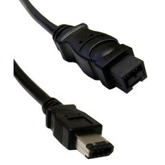 Firewire 400 9 Pin to 6 Pin Cable, Black, IEEE-1394a, 6 foot
