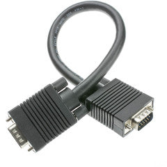 SVGA Cable, Black, HD15 Male, Coaxial Construction, Double Shielded, 1 foot