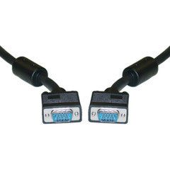 SVGA Cable with Ferrites, Black, HD15 Male, Coaxial Construction, Double Shielded, 6 foot