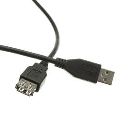 USB 2.0 Extension Cable, Black, Type A Male to Type A Female, 1 foot