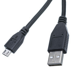 Micro USB 2.0 Cable, Black, Type A Male / Micro-B Male, 15 foot