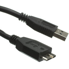 Micro USB 3.0 Cable, Black, Type A Male to Micro-B Male, 6 foot