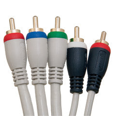 High Quality Component Video and Audio RCA Cable, 3 RCA (RGB) and 2 RCA (Right and Left) Male, Gold-plated Connectors, 6 foot