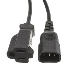 Power Cord Adapter, Black, C14 to NEMA 5-15R, 10 Amp, 6 foot