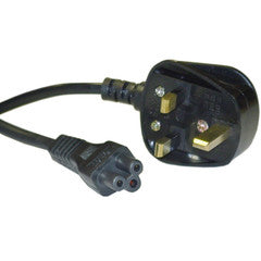 England / UK Notebook/Laptop Power Cord with Fuse, BS 1363 to C5, Polarized, VDE Approved, 6 foot