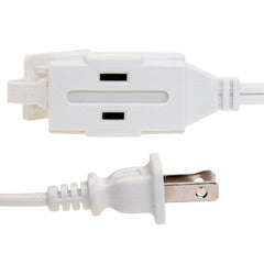 Indoor Polarized Power Extension Cord, NEMA 1-15P to 3 x NEMA 1-15R, UL/CSA, White, 16/2, 12ft