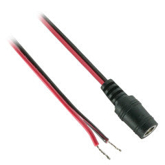 DC Power Socket to Bare Wire, DC Female to Open End, 2 foot