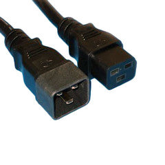 Power Extension Cord, Black, C20 to C19, 12AWG/3C, 20 Amp, 3 foot
