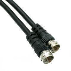 F-pin RG59 Coaxial Cable, Black, F-pin Male, 12 foot