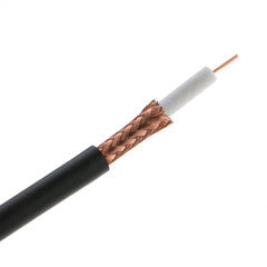 Bulk RG6U Coaxial Cable, Black, 18 AWG Solid Copper Core, Copper Braid with 95% coverage, Pullbox, 1000 foot
