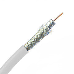 Bulk RG6 Coaxial Cable, White, 18 AWG, Solid Core, Pullbox, 1000 foot