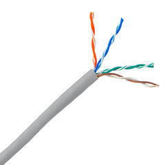 Plenum Cat6 Bulk Cable, Gray, Solid, UTP (Unshielded Twisted Pair), CMP, 23 AWG, Pullbox, 1000 foot