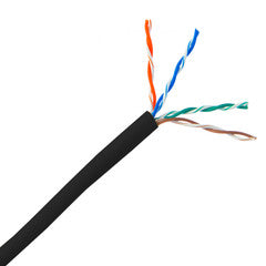 Cat5e Plenum Solid Copper Ethernet Cable, Black, UTP (Unshielded Twisted Pair), CMP, 24 AWG, Pullbox, 1000 foot