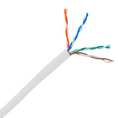 Bulk Cat5e White Ethernet Cable, Solid, UTP (Unshielded Twisted Pair), Pullbox, 500 foot
