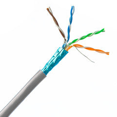 Plenum Cat6 Bulk Cable, Gray, Solid, Shielded, CMP, 23 AWG, Spool, 1000 foot