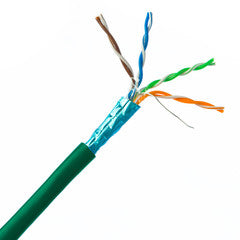 Bulk Shielded Cat 5e Green Ethernet Cable, STP (Shielded Twisted Pair), Solid, Pullbox, 1000 foot