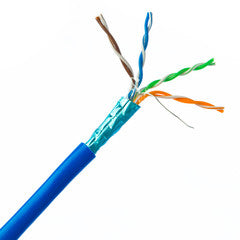 Plenum Shielded Cat6a Bulk Blue Ethernet Cable, Solid, CMP,    500 Mhz, 23 AWG, Spool, 1000 foot