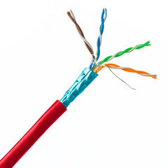 Bulk Shielded Cat5e Red Ethernet Cable, STP (Shielded Twisted Pair), Solid, Pullbox, 1000 foot