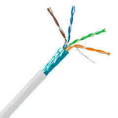 Plenum Cat6 Bulk Cable, White, Solid, Shielded, CMP, 23 AWG, Spool, 1000 foot