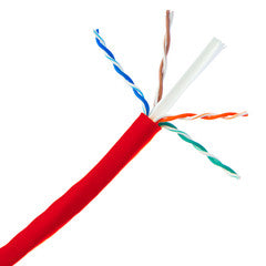 Bulk Cat6 Red Ethernet Cable, Solid, UTP (Unshielded Twisted Pair), Pullbox, 1000 foot