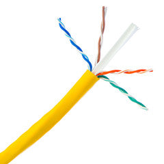 Bulk Cat6 Yellow Ethernet Cable, Solid, UTP (Unshielded Twisted Pair), Pullbox, 1000 foot