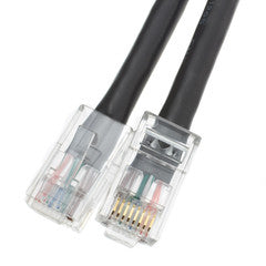 Cat6 Black Ethernet Patch Cable, Bootless, 1 foot