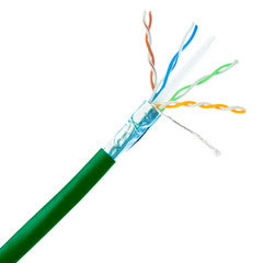 Bulk Shielded Cat6 Green Ethernet Cable, Solid, Spool, 1000 foot