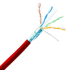 Bulk Shielded Cat6 Red Ethernet Cable, Solid, Spool, 1000 foot