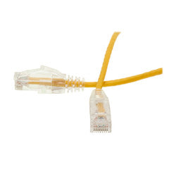 Cat6 Yellow Slim Ethernet Patch Cable, Snagless/Molded Boot, 6 inch