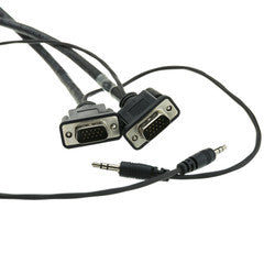 Plenum SVGA Cable w/ Audio, Black, HD15 Male + 3.5mm Male, Coaxial Construction, Shielded, 35 foot