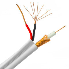 RG6 Siamese Plenum Solid Coaxial Cable + 18/2 (18AWG 2C) Power, White, Spool, 1000 ft