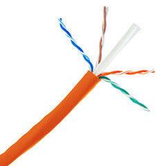 Bulk Cat6a Orange Ethernet Cable, 10 gig Solid, UTP (Unshielded Twisted Pair), 500Mhz, 23 AWG, Spool, 1000 foot