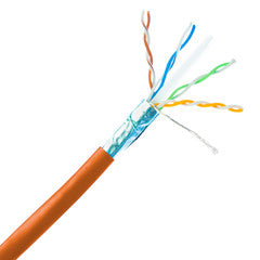 Bulk Shielded Cat6a Orange Ethernet Cable, 10 gig Solid, 500 Mhz, 23 AWG, Spool, 1000 foot