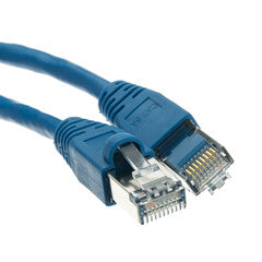 Shielded Cat6a Blue Ethernet Patch Cable, Snagless/Molded Boot, 500 MHz, 100 foot