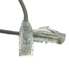 Cat6a Gray Slim Ethernet Patch Cable, Snagless/Molded Boot, 10 foot