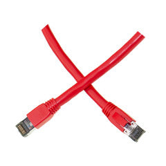 Cat8 Red S/FTP Ethernet Patch Cable, Molded Boot, 40Gbps - 2000MHz, 4-Pair 24AWG Stranded pure copper, RJ45 Male, 1 foot