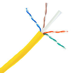 Plenum Cat6a Yellow Ethernet Cable, Solid, CMP, UTP (Unshielded Twisted Pair), 500Mhz, 23 AWG, Spool, 1000 foot