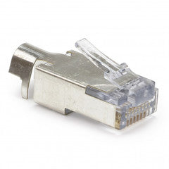 Platinum Tools EZ-RJ45 Shielded Cat6 Crimp Plugs (Cat5e Compatible), external ground, Slide Through Wires, 50 Pieces Jar