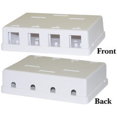 Blank Surface Mount Box for Keystones, 4 Port, White