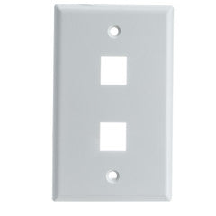 Keystone Wall Plate, White, 2 Port, Single Gang