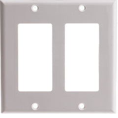Decora Wall Plate, White, 2 Hole, Dual Gang