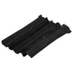 Black Hook and Loop Cable Strap w/ Eye, 0.50 inch x 8 inch, 25 Pack