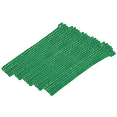 Green Hook and Loop Cable Strap w/ Eye, 0.50 inch x 8 inch, 25 Pack