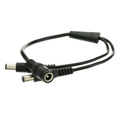 DC Power Y Cable, Female DC Socket to Dual Male DC Plug, 1 foot