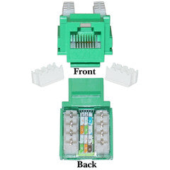Cat5e Keystone Jack, Green, RJ45 Female to 110 Punch Down