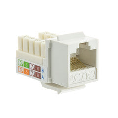 Cat5e Keystone Jack, White, RJ45 Female to 110 Punch Down